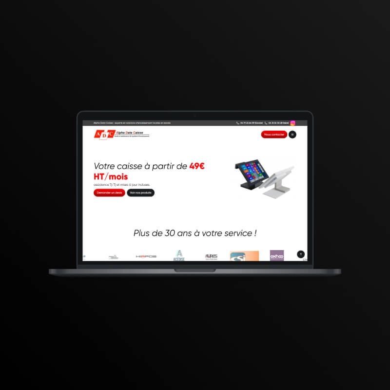 Visuel ordinateur du site internet